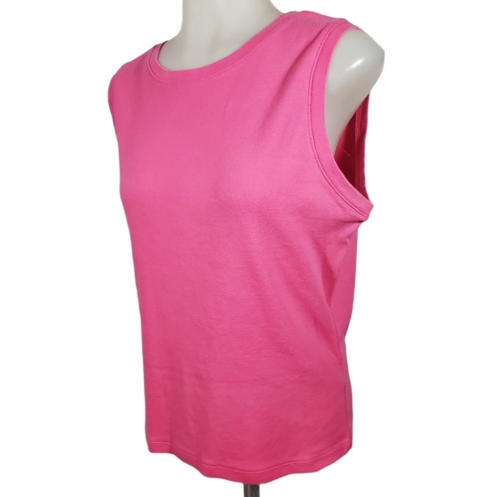 LANDS END Tank Top Pink Cotton Summer Shirt Size M